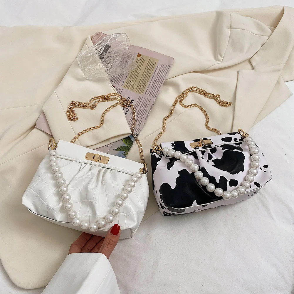 Fashion Women PU Leather Alligator Cow Pattern Pleated Crossbody Shoulder Messenger Bag Casual Ladies Pearl Chain Mini Handbags
Fashion Women PU Leather Alligator Cow Pattern Pleated Crossbody Shoulder Messenger Bag Casual Ladies Pearl Chain Mini Handbags