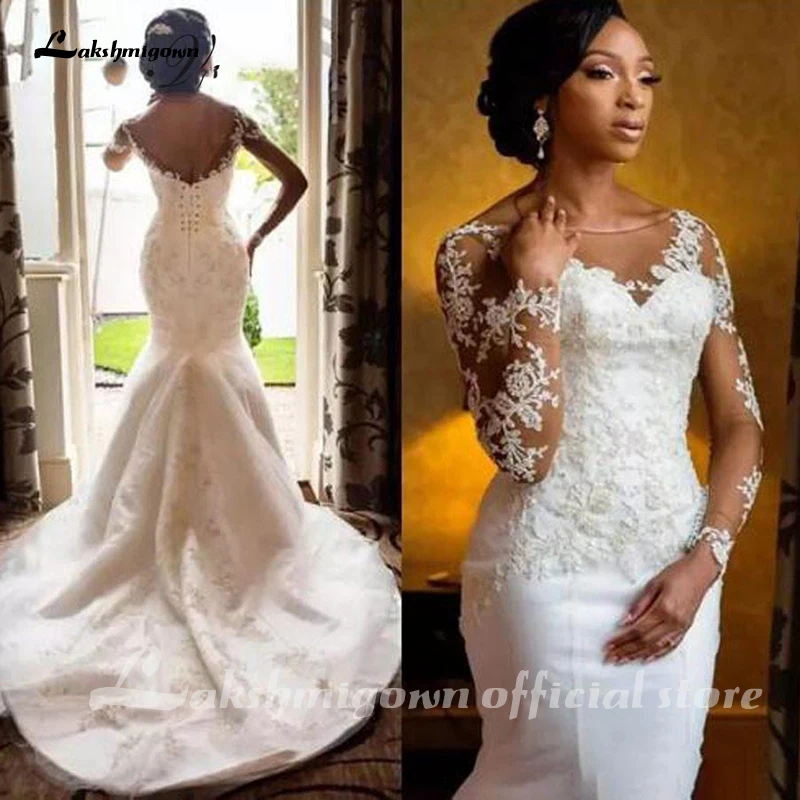 2021 Backless Court Train Long Sleeve Wedding Dress Mermaid Style White Color Lace Appliques Africa Vintage Wedding Dresses
2021 Backless Court Train Long Sleeve Wedding Dress Mermaid Style White Color Lace Appliques Africa Vintage Wedding Dresses