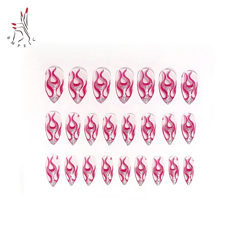 DIY False Nails Art Long Stiletto Punk Flame Snake Pattern Black White Matte Artificial Full Tips Stickes French Style Manicure 
DIY False Nails Art Long Stiletto Punk Flame Snake Pattern Black White Matte Artificial Full Tips Stickes French Style Manicure