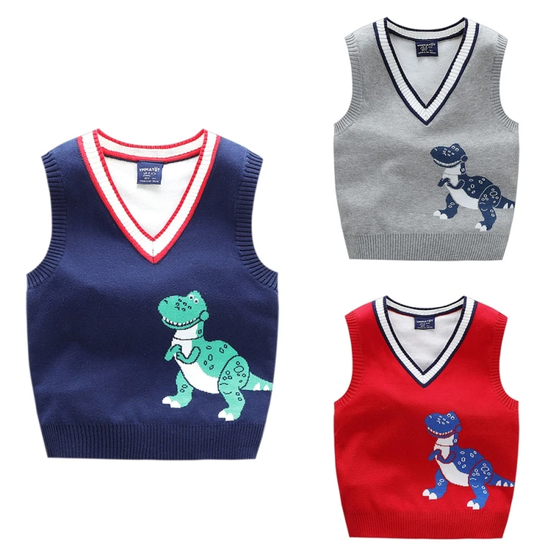 Autumn Winter School Uniform Vest Boys Dinosaur Pullover V-neck Vest Soft Worsted Boys Outwear Clothes Sleeveless Knitted Sweate
Autumn Winter School Uniform Vest Boys Dinosaur Pullover V-neck Vest Soft Worsted Boys Outwear Clothes Sleeveless Knitted Sweate