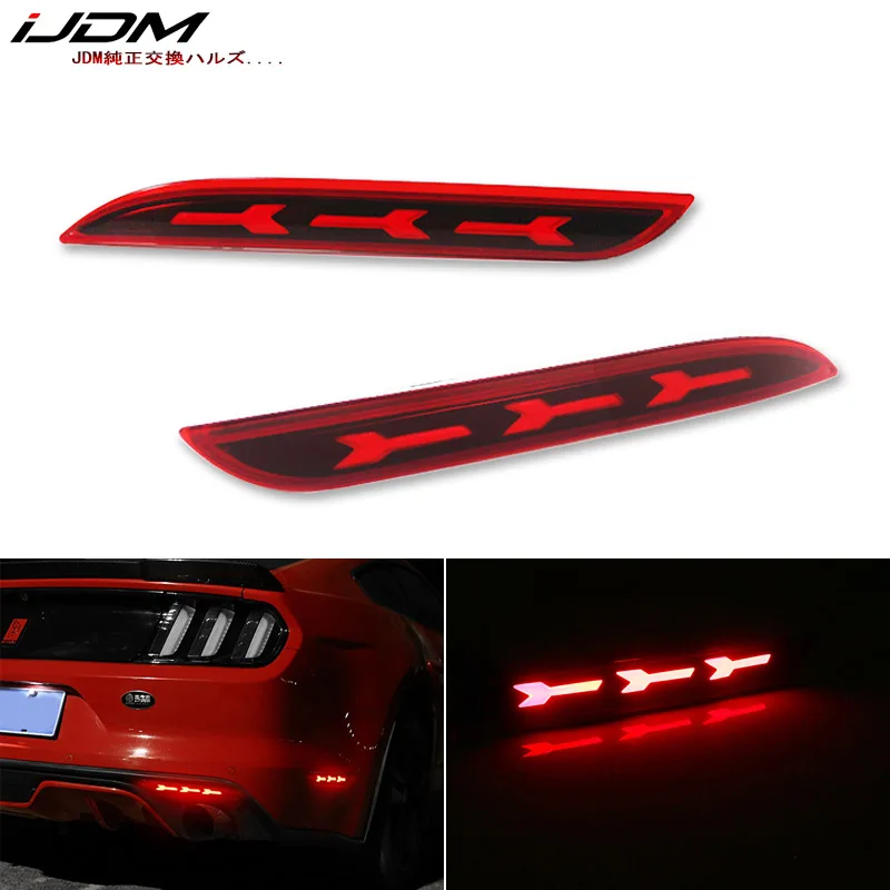 iJDM OEM 3D Optic Style LED Bumper Reflector Lights For 2015-2017 Ford Mustang, Function as Tail/Brake or Rear Fog Lamps
iJDM OEM 3D Optic Style LED Bumper Reflector Lights For 2015-2017 Ford Mustang, Function as Tail/Brake or Rear Fog Lamps