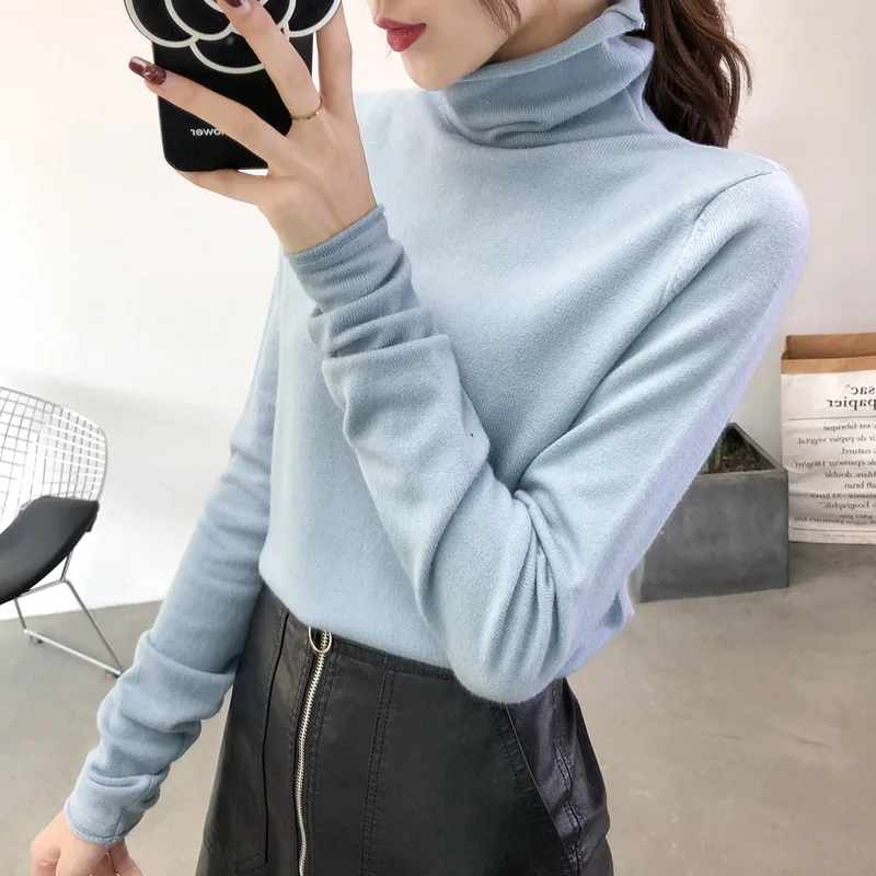 Женский трикотажный свитер-водолазка, однотонный, свободный, тонкий, на осень, 2021 
Женский трикотажный свитер-водолазка, однотонный, свободный, тонкий, на осень, 2021