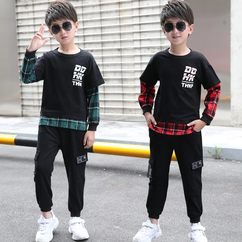 Children's hip-hop popular clothes boys double-layer fake two-piece suit boys check long-sleeved shirt + pants suit
Children's hip-hop popular clothes boys double-layer fake two-piece suit boys check long-sleeved shirt + pants suit
