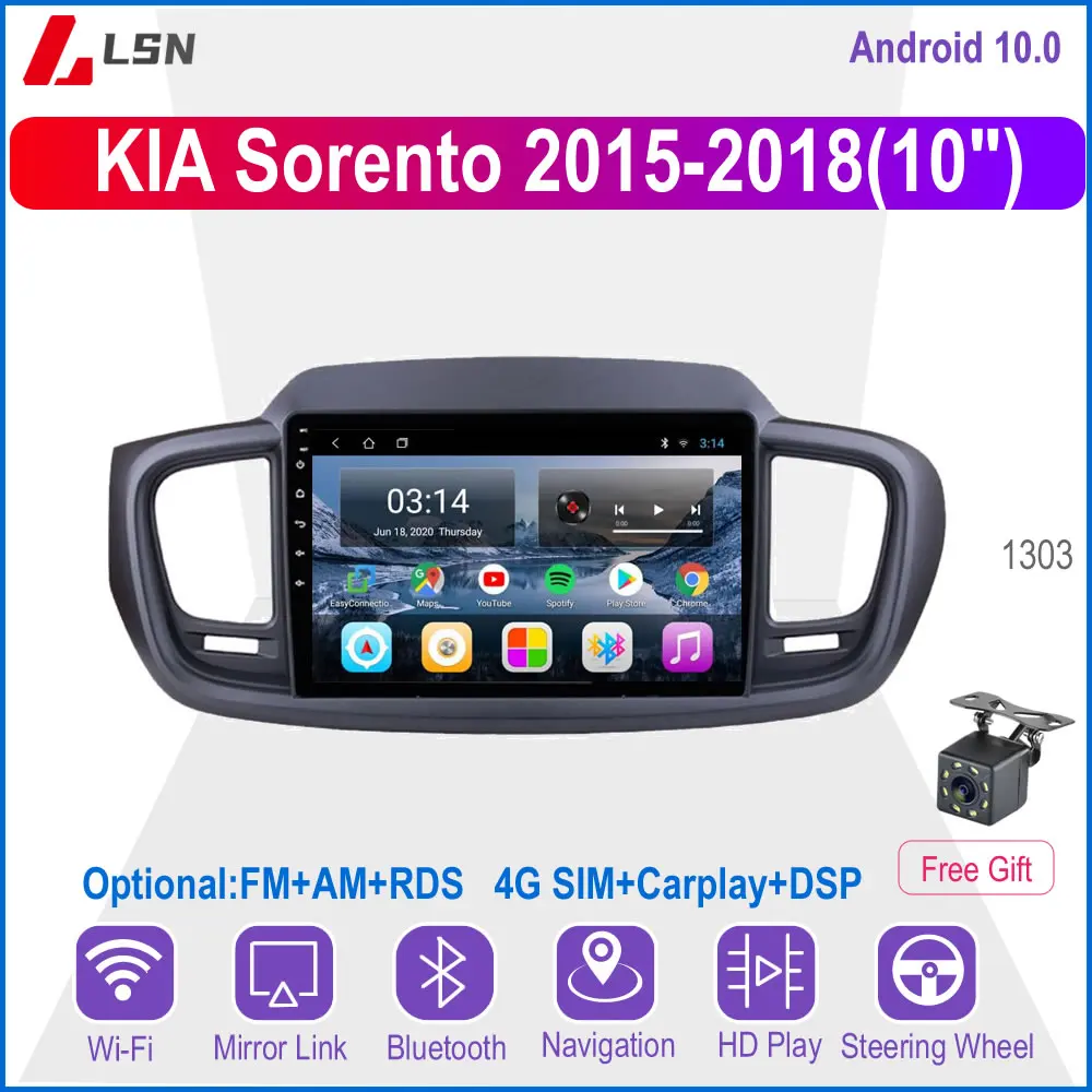 Мультимедийная система на Android 10 для KIA Sorento 2015 2016 2017 2018 с видеоплеером и GPS