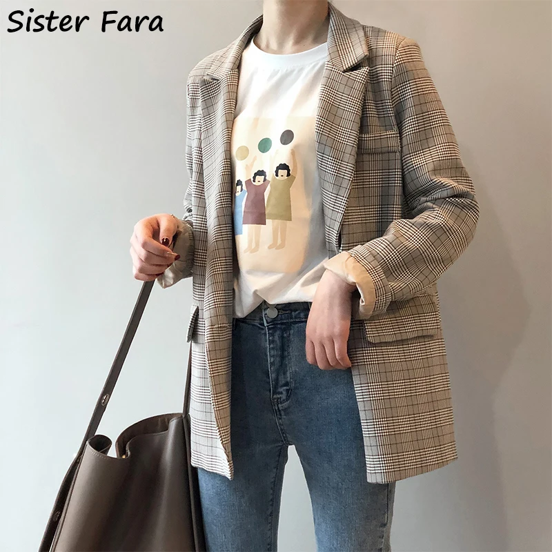 Sister Fara 2021 Autumn Winter Loose Plaid Blazer Women's Elegant Single Breasted Casual Blazers New Ladies Straight Blazer Coat
Sister Fara 2021 Autumn Winter Loose Plaid Blazer Women's Elegant Single Breasted Casual Blazers New Ladies Straight Blazer Coat