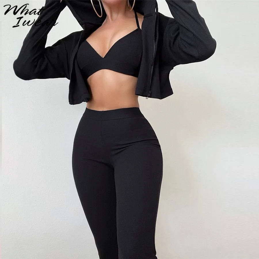 Whatiwear Knitted Solid Two Piece Set Women Autumn Harajuku Simple Zipper Hooded Top+Stretchy Body-sculpting Pants Streetwear
Whatiwear Knitted Solid Two Piece Set Women Autumn Harajuku Simple Zipper Hooded Top+Stretchy Body-sculpting Pants Streetwear