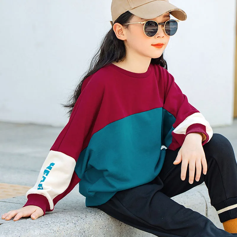 Fashion 2020 Patchwork Sweatshirts Teenage Girls Bat Wing Cotton Loose Hoodies Kids Autumn Tops Clothing Children Sport Hoody 
Fashion 2020 Patchwork Sweatshirts Teenage Girls Bat Wing Cotton Loose Hoodies Kids Autumn Tops Clothing Children Sport Hoody
