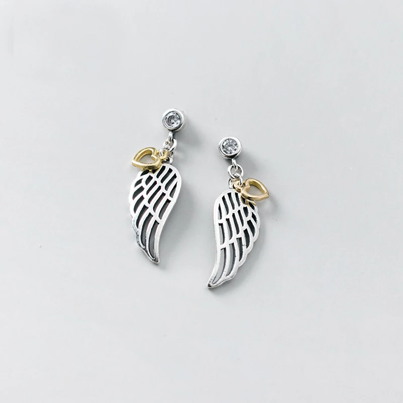 100% Real 925 Sterling Silver Angle Wings Drop Earrings Two-tone Guardian Angel Wing and Heart Earrings for Women
100% Real 925 Sterling Silver Angle Wings Drop Earrings Two-tone Guardian Angel Wing and Heart Earrings for Women