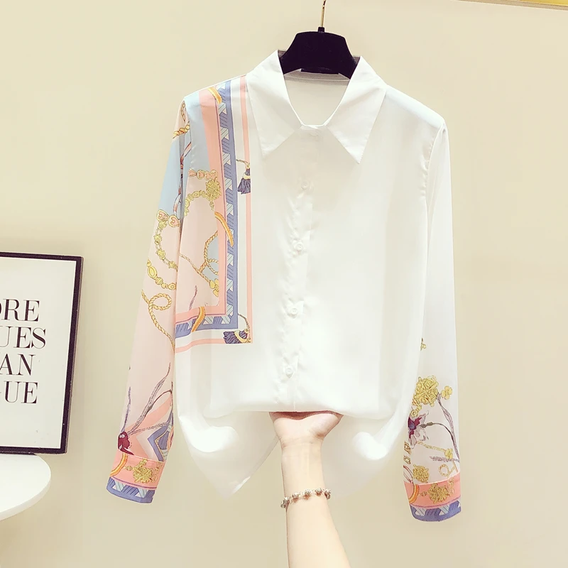 2021 Spring Chic women's high quality retro print Chiffon Shirts Fashiom white blouses Top C320
2021 Spring Chic women's high quality retro print Chiffon Shirts Fashiom white blouses Top C320