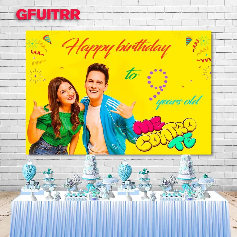 GFUITRR Blue Pink ME CONTRO TE Photography Backdrop Kids 1st Birthday Youtube Photo Background Yellow Vinyl Photo Booth Props
GFUITRR Blue Pink ME CONTRO TE Photography Backdrop Kids 1st Birthday Youtube Photo Background Yellow Vinyl Photo Booth Props