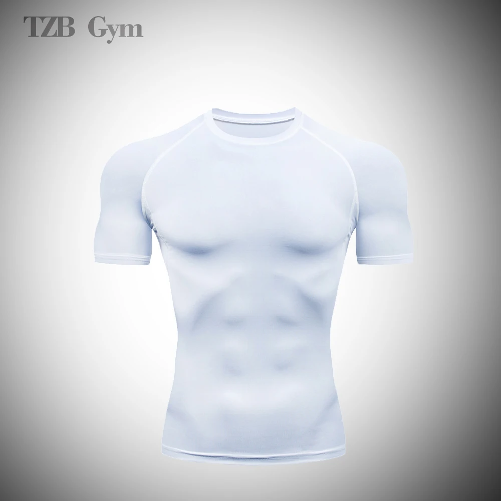 Спортивная мужская компрессионная футболка с принтом для занятий бегом фитнесом