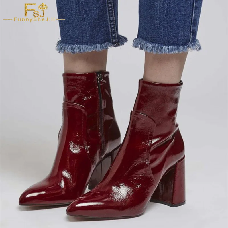 FSJ Burgundy Block Heel Leather Women Ankle Boots Retro Pointed Toe Side Zipper Date Comfy Dress Ladies Booties 2022 Spring
FSJ Burgundy Block Heel Leather Women Ankle Boots Retro Pointed Toe Side Zipper Date Comfy Dress Ladies Booties 2022 Spring