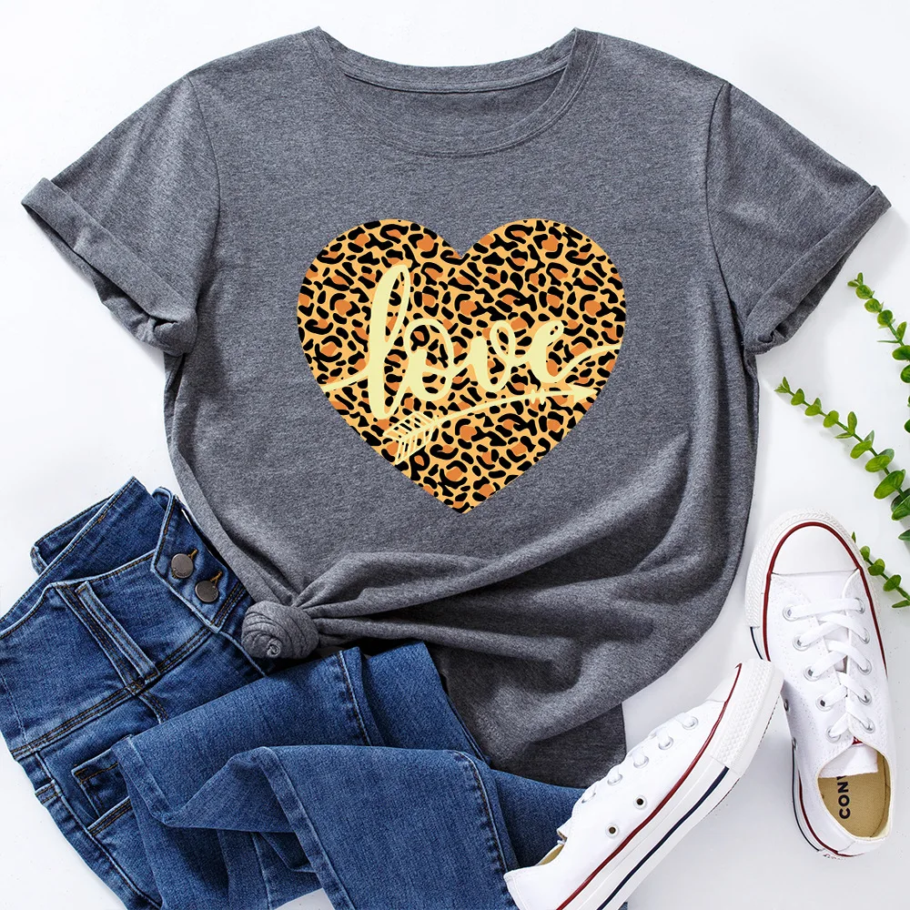 Leopard Love Heart Top Graphic Tees for Women Cotton Short Sleeve Tee Woman T-Shirts Female Shirt Tops Summer Casual Clothes
Leopard Love Heart Top Graphic Tees for Women Cotton Short Sleeve Tee Woman T-Shirts Female Shirt Tops Summer Casual Clothes