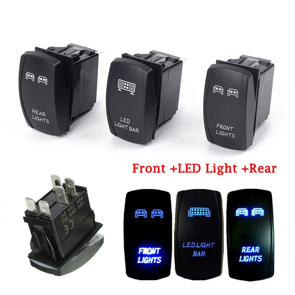 3 Pcs Front&Rear&LED Light Bar Rocker Switch Waterproof 12-24V for Boats Cars Trucks Machines Tractors Heavy Equipment
3 Pcs Front&Rear&LED Light Bar Rocker Switch Waterproof 12-24V for Boats Cars Trucks Machines Tractors Heavy Equipment