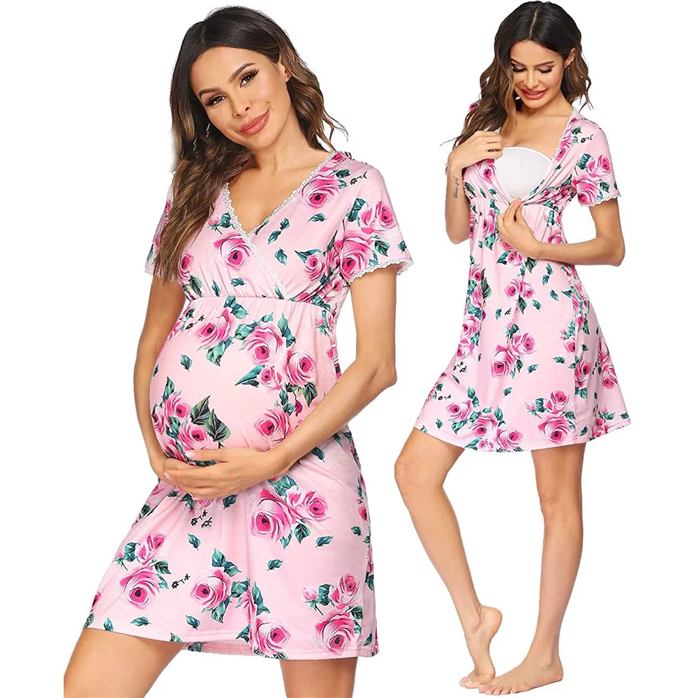 Pregnancy Tie-dye Lace Stitching Dress Summer Short Sleeve Breastfeeding Maternity Dress V Neck Floral Casual Women Dress
Pregnancy Tie-dye Lace Stitching Dress Summer Short Sleeve Breastfeeding Maternity Dress V Neck Floral Casual Women Dress