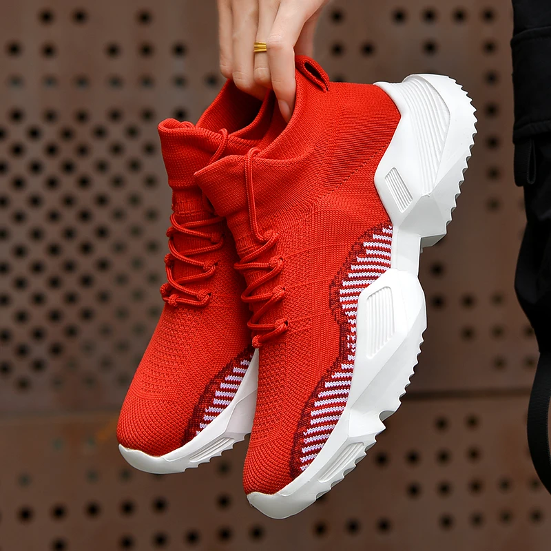 Men sneaker light casual shoes couple fashion red women flying knit socks to increase sports outdoor walking vulcanized shoes
Men sneaker light casual shoes couple fashion red women flying knit socks to increase sports outdoor walking vulcanized shoes