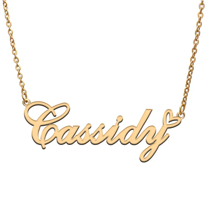 

Love Heart Cassidy Name Necklace for Women Stainless Steel Gold & Silver Nameplate Pendant Femme Mother Child Girls Gift