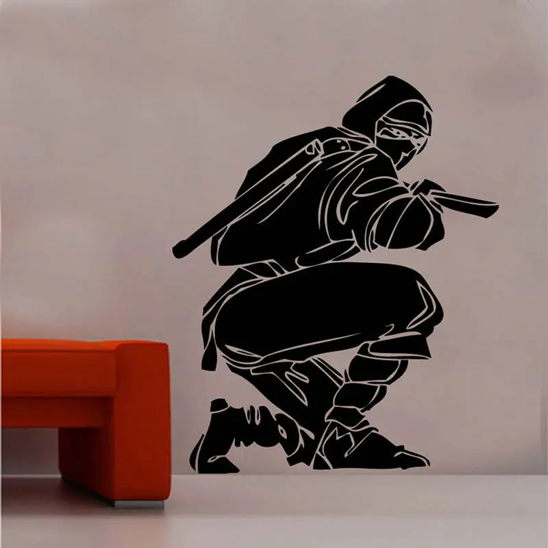 Ninja Fighter Samurai Japanese Oriental Sword Wall Sticker Vinyl Art Home Decor Living Room Bedroom Decals Removable Mural 4048|Наклейки на