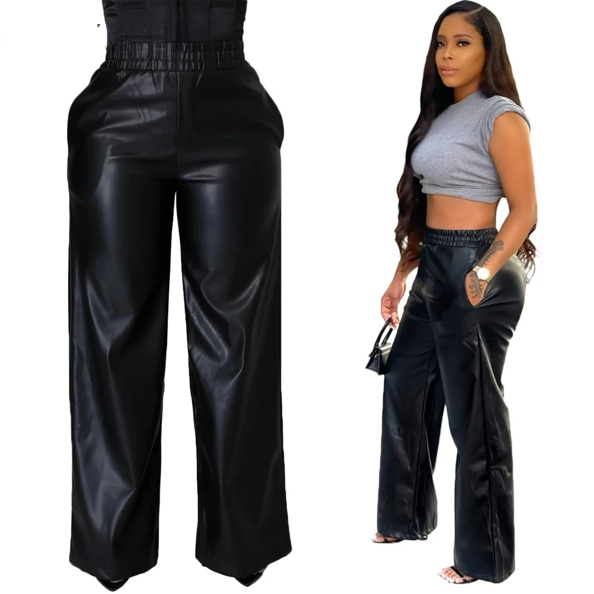 Wide leg pants women's autumn and winter new fashion loose personality trend solid color loose wide leg pocket PU leather pants
Wide leg pants women's autumn and winter new fashion loose personality trend solid color loose wide leg pocket PU leather pants