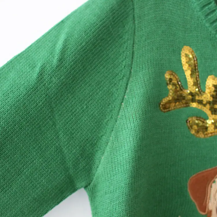 Sequins Long Sleeve Pullover Knitted Jumper Tops Sweater Christmas Sweater Women Green Pug Dog Embroidery
Sequins Long Sleeve Pullover Knitted Jumper Tops Sweater Christmas Sweater Women Green Pug Dog Embroidery