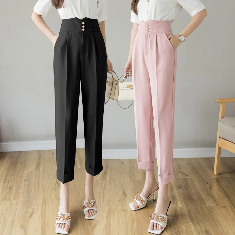 Limiguyue Elegant Korean Pink Cute Casual Pants Trousers Office Women Slim Chic Pearl Harem High Waisted Suit Pants Black K1433
Limiguyue Elegant Korean Pink Cute Casual Pants Trousers Office Women Slim Chic Pearl Harem High Waisted Suit Pants Black K1433