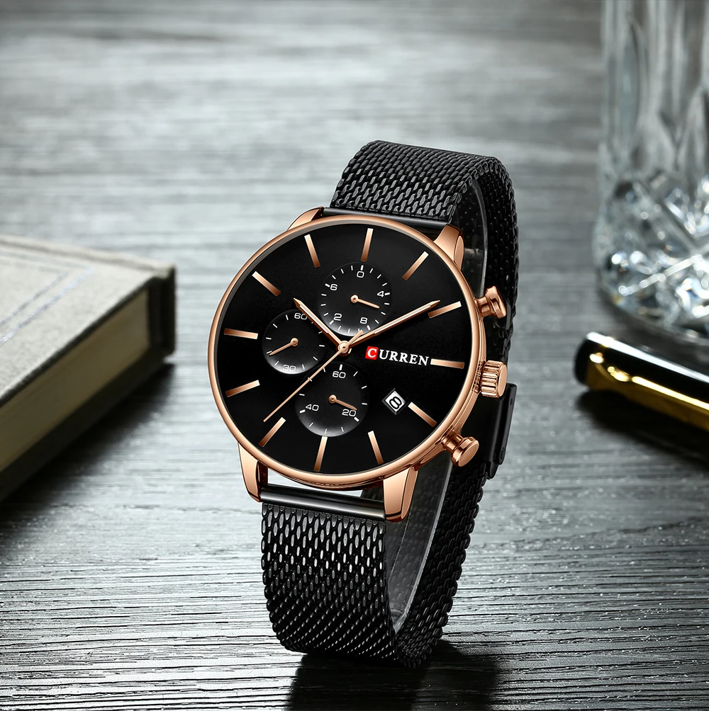 New CURREN Top Luxury Chronograph Watch Men Quartz Wristwatches Waterproof Steel Mesh Watches Men Business Fashion Brand Clock
New CURREN Top Luxury Chronograph Watch Men Quartz Wristwatches Waterproof Steel Mesh Watches Men Business Fashion Brand Clock