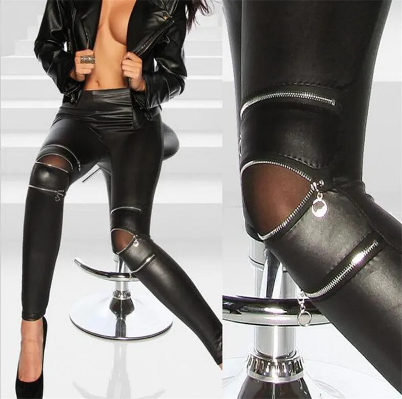 Women Leather Pants Punk Rock Leather Pencil Feet Pant Three Zipper Imitation Leather Leggings Thin Leather Pants Stitching Feet
Women Leather Pants Punk Rock Leather Pencil Feet Pant Three Zipper Imitation Leather Leggings Thin Leather Pants Stitching Feet