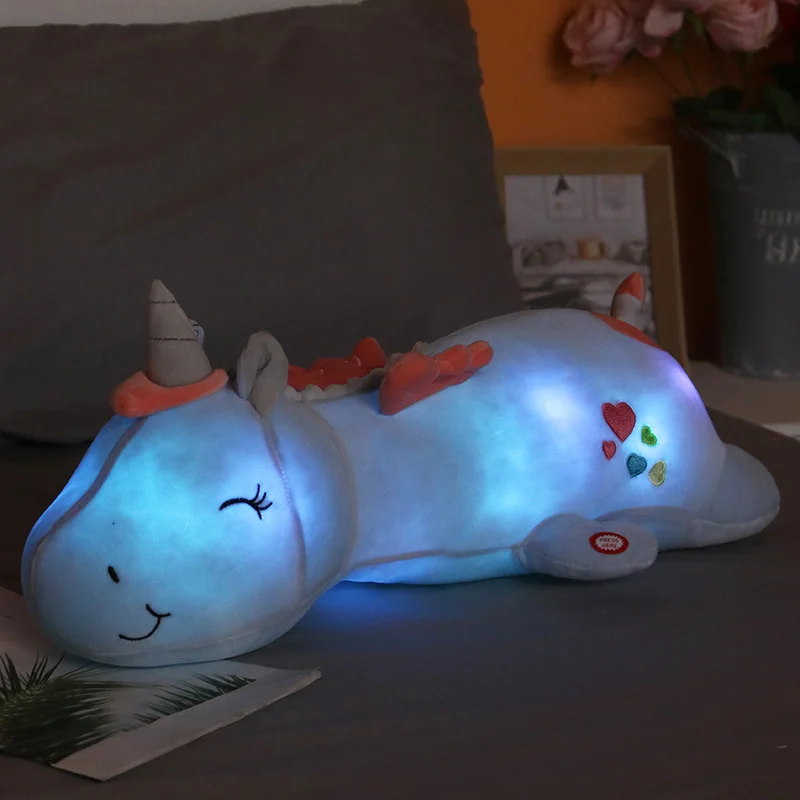 60 см Kawaii светящиеся Единорог плюшевая игрушка милый светодиодный светильник