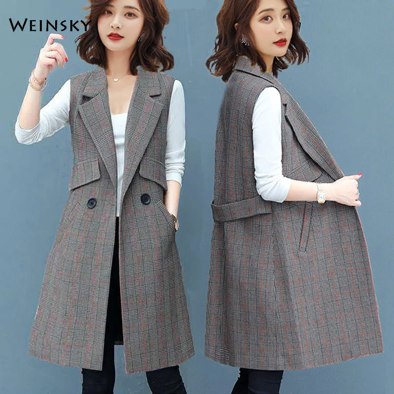 Women Plaid Tweed Vest Lady Spring And Autumn Long Vintage Style Sleeveless Suit Vest
Women Plaid Tweed Vest Lady Spring And Autumn Long Vintage Style Sleeveless Suit Vest