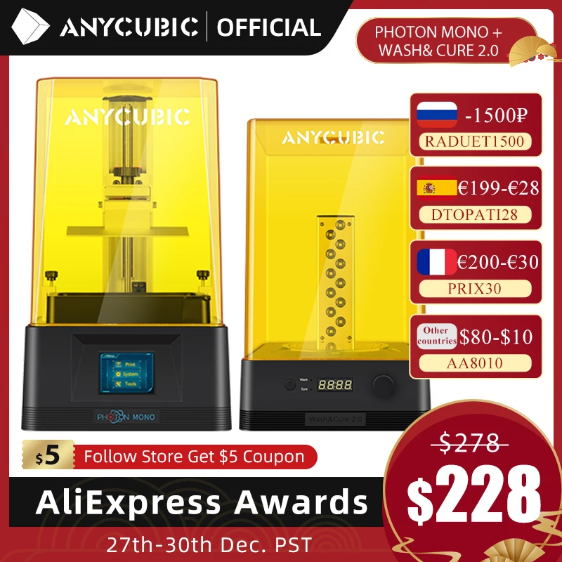ANYCUBIC 3D принтер-Photon Mono УФ ЖК-полимерный принтер с 6-дюймовым ЖК-дисплеем 2K и быстрой скоростью печати, полимерный 3D принтер s 130*80 * мм ³
ANYCUBIC 3D принтер-Photon Mono УФ ЖК-полимерный принтер с 6-дюймовым ЖК-дисплеем 2K и быстрой скоростью печати, полимерный 3D принтер s 130*80 * мм ³