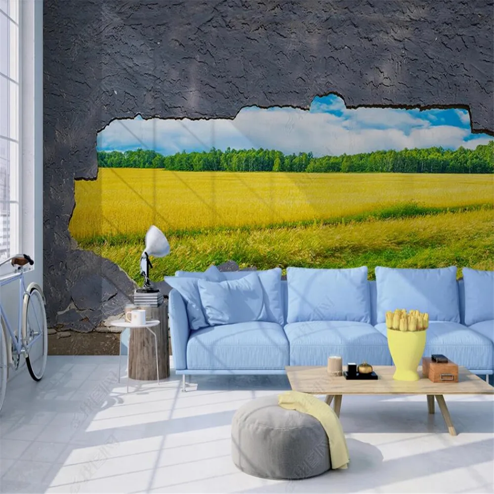 

Milofi custom 3D wallpaper mural 3D three-dimensional wheat field landscape living room bedroom background wall decoration paint