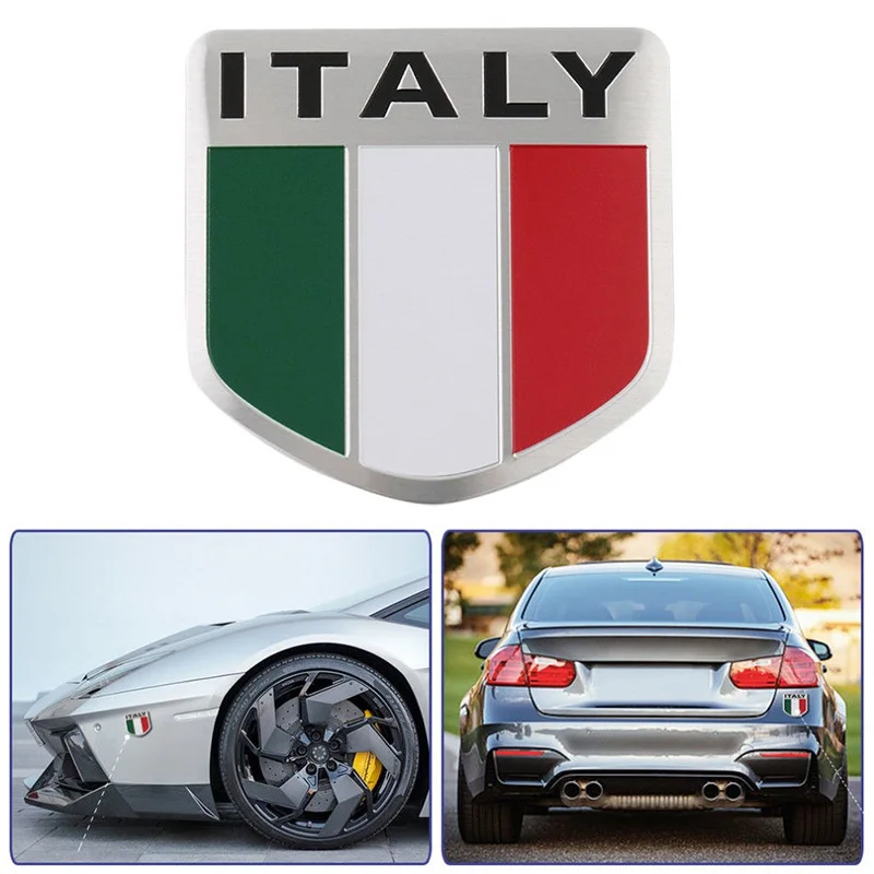 

Алюминиевый 3D металлический итальянский флаг наклейка эмблема значок наклейка украшение автомобиля