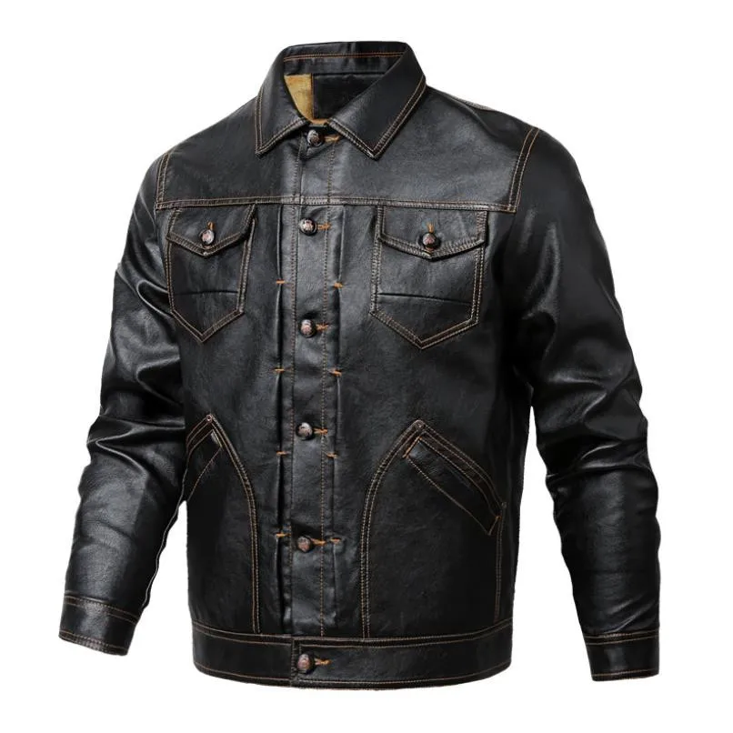 Men's leather lapel autumn and winter leather jacket multi-pocket Slim PU leather plus velvet warm jacket S-5XL
Men's leather lapel autumn and winter leather jacket multi-pocket Slim PU leather plus velvet warm jacket S-5XL