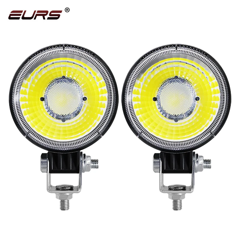 

EURS 2PCS Led Work Light 18W Led headLamp for Motorcycle Off-road Truck COB Spotlight 3Inch DC12V-60V 6000K Universal Shockproof