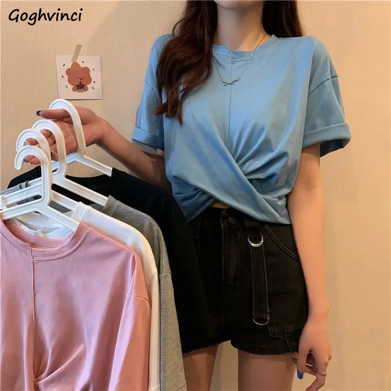 Design Asymmetrical Short Sleeve T-shirts Women O-neck Loose Crop Tops All-match Summer Korean Style Mujer Fashion Tshirts Sexy
Design Asymmetrical Short Sleeve T-shirts Women O-neck Loose Crop Tops All-match Summer Korean Style Mujer Fashion Tshirts Sexy