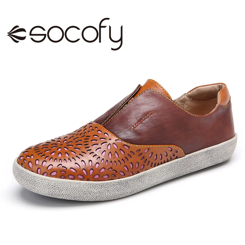 SOCOFY Womens Retro Style Leather Shoes Hollow Out Stitching Round Toe Slip On Flat Female Casual Outdoor Sneakers 2020
SOCOFY Womens Retro Style Leather Shoes Hollow Out Stitching Round Toe Slip On Flat Female Casual Outdoor Sneakers 2020