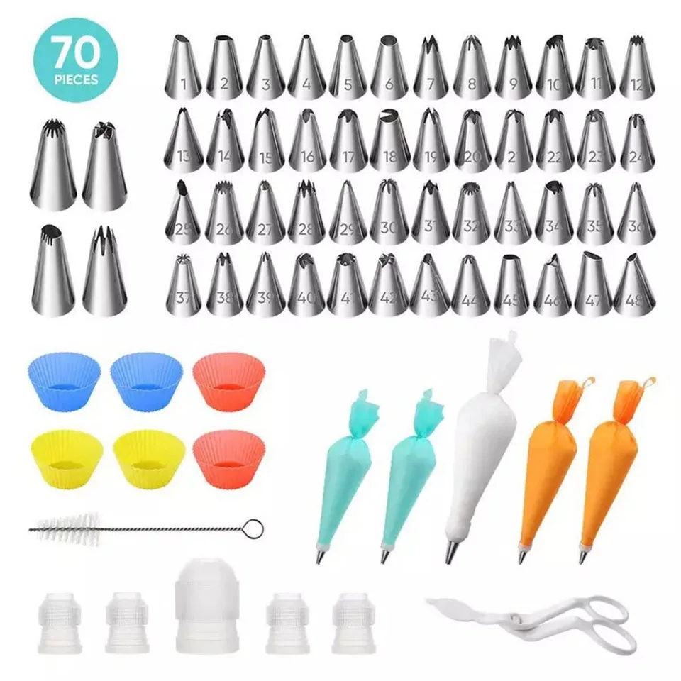 Icing Piping Cake Baking Tools 70Pcs/set Cake Decorating Nozzle Reusable TPU Decorating Bag Pastry Tools
Icing Piping Cake Baking Tools 70Pcs/set Cake Decorating Nozzle Reusable TPU Decorating Bag Pastry Tools