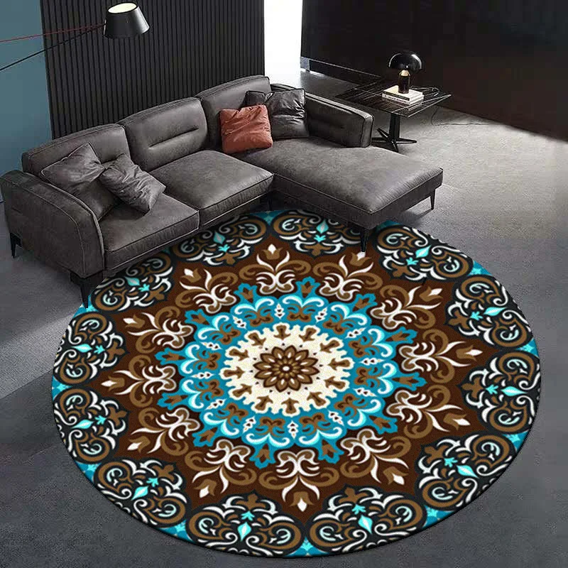 European style folk-custom Blue brown Mandala flowers Round living room carpet customization Bedroom anti-slip mat plush rug
European style folk-custom Blue brown Mandala flowers Round living room carpet customization Bedroom anti-slip mat plush rug