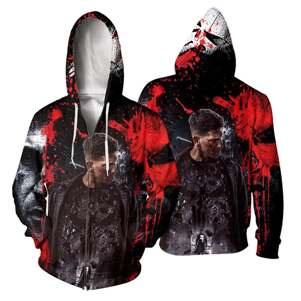 New Fashion Men Hoodies Punisher Movies 3D Full Printed Unisex Sweatshirt Hip Hop Zip Jackets
New Fashion Men Hoodies Punisher Movies 3D Full Printed Unisex Sweatshirt Hip Hop Zip Jackets