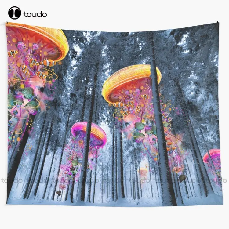 

New Winter Forest Of Electric Jellyfish Worlds Tapestry College Tapestry Blanket Tapestry Bedroom Bedspread Decoration