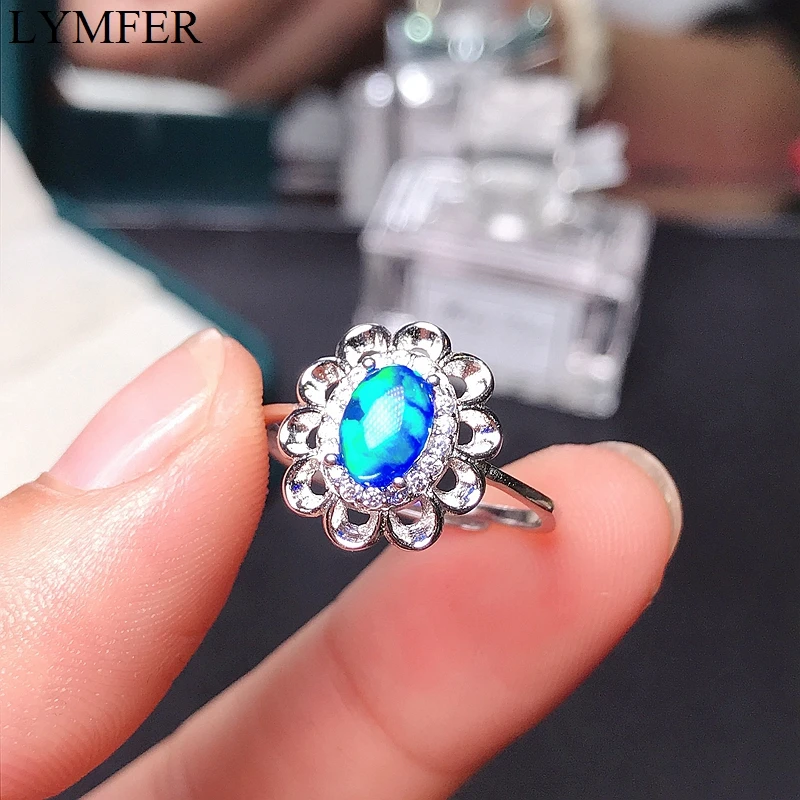 

Новинка, женское кольцо с опалом, искусственное серебро, синий опал, огненный цвет, прочное специальное предложение