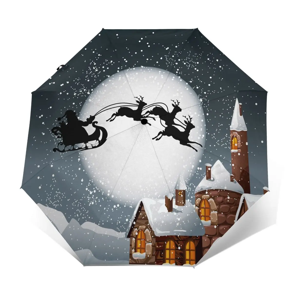 Wind Resistant Fully-Automatic Umbrella Christmas Santa And Reindeer On Full Moon Rain 3 Folding Parasol Travel Car Umbrella
Wind Resistant Fully-Automatic Umbrella Christmas Santa And Reindeer On Full Moon Rain 3 Folding Parasol Travel Car Umbrella