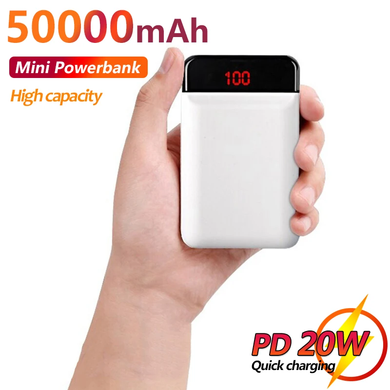 50000mAh Mini Portable Power Bank Mobile Phone Charger One-way Fast Charging External Battery for Xiaomi Iphone Samsung
50000mAh Mini Portable Power Bank Mobile Phone Charger One-way Fast Charging External Battery for Xiaomi Iphone Samsung