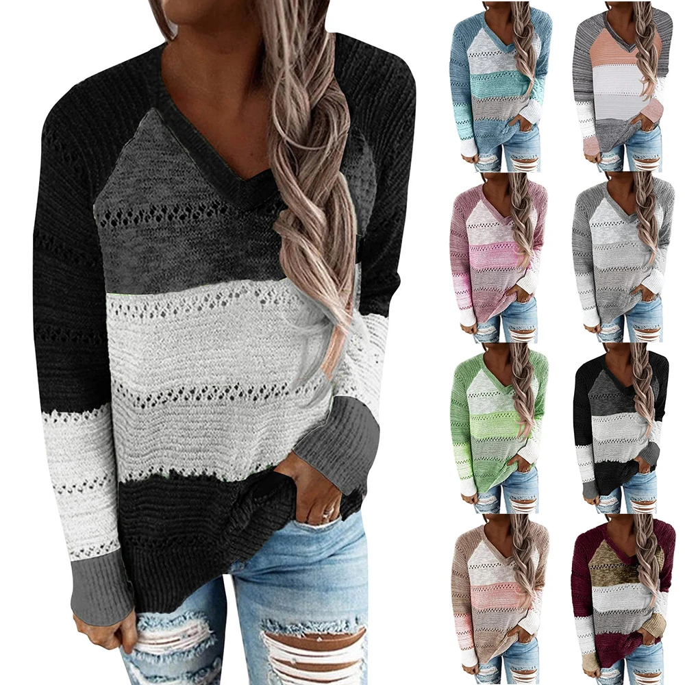 Womens Long Sleeves V Neck Pullover T Shirt Casual Loose Blouse Tee Top Sweater Hollow Out Ladies Casual Loose Wearing Clothes
Womens Long Sleeves V Neck Pullover T Shirt Casual Loose Blouse Tee Top Sweater Hollow Out Ladies Casual Loose Wearing Clothes
