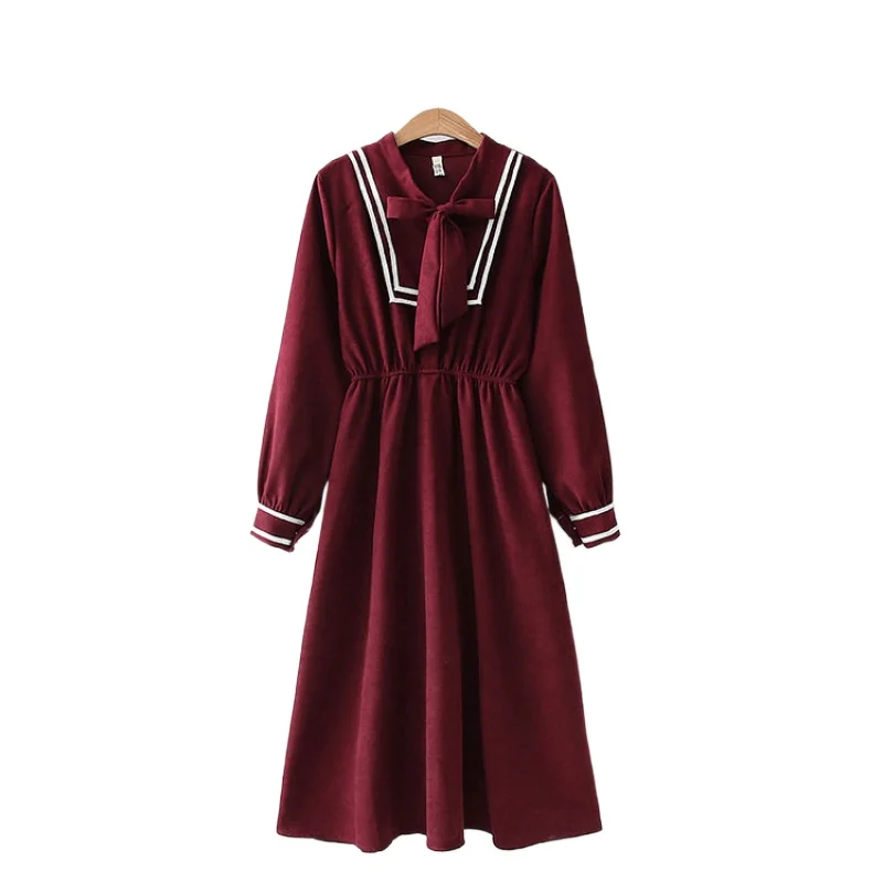Spring Japanese New Preppy Style Bow Tie Strap Slim Slimming Long Sleeved Cotton Dress Women Midi Skirt 2112980
Spring Japanese New Preppy Style Bow Tie Strap Slim Slimming Long Sleeved Cotton Dress Women Midi Skirt 2112980