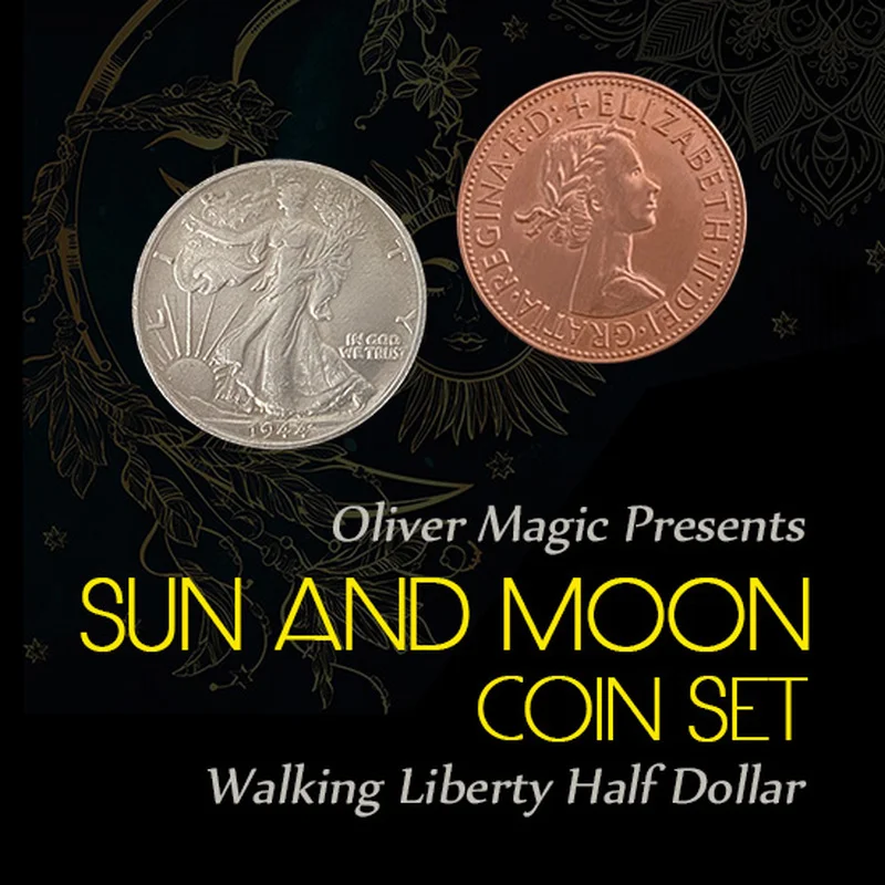 Sun and Moon Coin Set (Walking Liberty Half Dollar) by Oliver Magic Magic Tricks Illusion Close up Magic Coin Appearing/Vanish
Sun and Moon Coin Set (Walking Liberty Half Dollar) by Oliver Magic Magic Tricks Illusion Close up Magic Coin Appearing/Vanish