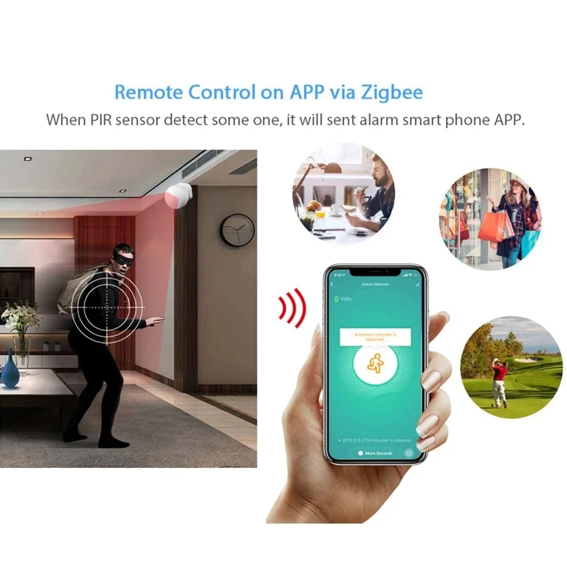 Tuya Powered ZigBee PIR Motion Sensor Wireless Passive Infrared Detector Security Burglar Alarm Sensor Tuya/SmartLife APP Contro
Tuya Powered ZigBee PIR Motion Sensor Wireless Passive Infrared Detector Security Burglar Alarm Sensor Tuya/SmartLife APP Contro