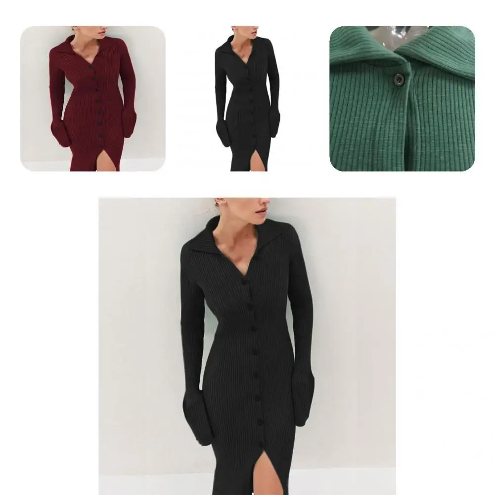 Practical Party Dress Lapel Long Sleeves Slit Hem Sheath Evening Dress Bodycon Dress Cardigan Dress
Practical Party Dress Lapel Long Sleeves Slit Hem Sheath Evening Dress Bodycon Dress Cardigan Dress