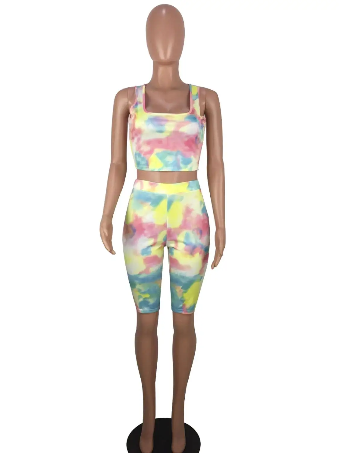 Colorful Tie Dye Print Two Piece Set Summer Casual Sexy Women Square Collar Sleeveless Crop Tank Top And Knee-length Pants
Colorful Tie Dye Print Two Piece Set Summer Casual Sexy Women Square Collar Sleeveless Crop Tank Top And Knee-length Pants