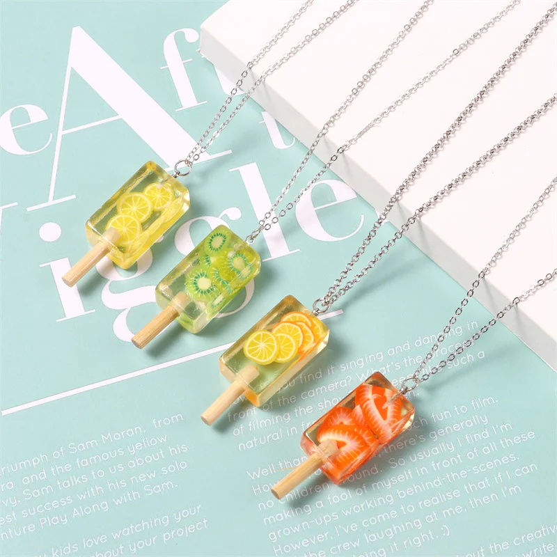 Sweet Resin Wood Necklace Transparent Ice Lolly Strawberry Orange Fruit Pendants Women Link Chains Necklace Party Jewelry,1PC
Sweet Resin Wood Necklace Transparent Ice Lolly Strawberry Orange Fruit Pendants Women Link Chains Necklace Party Jewelry,1PC